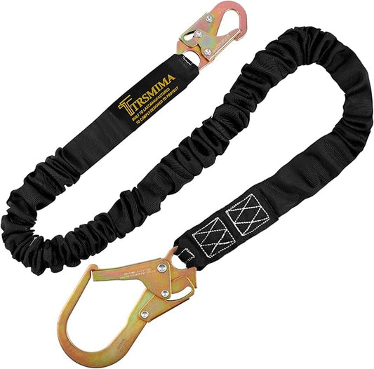 TRSMIMA Safety Harness Lanyard Retractable - Fall Protection Climbing Tree Strap 6 FT Single Leg Internal Shock Absorbing with Hook