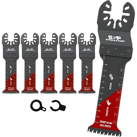 S&F STEAD & FAST 6 PCS Oscillating Tool Blades for Wood, Japanese Teeth Curved Edge, Long Oscillating Saw Blades for Wood, Plastic, Universal Fit for Quick Release
