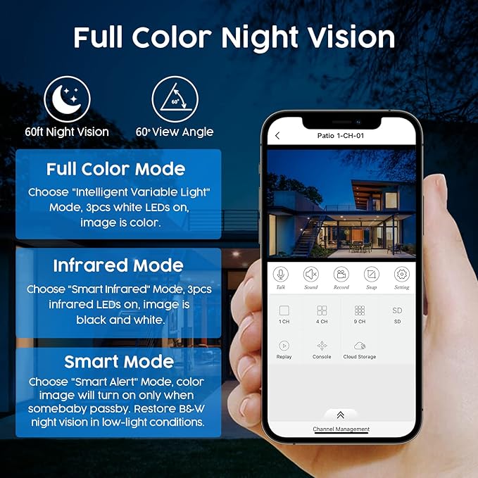 5MP Wireless Security Camera System No Hard Drive, 8 Channel Surveillance NVR Kits and 4pcs Super HD 5MP Outdoor Indoor WiFi Bullet Camera for Home Full Color Night Vision