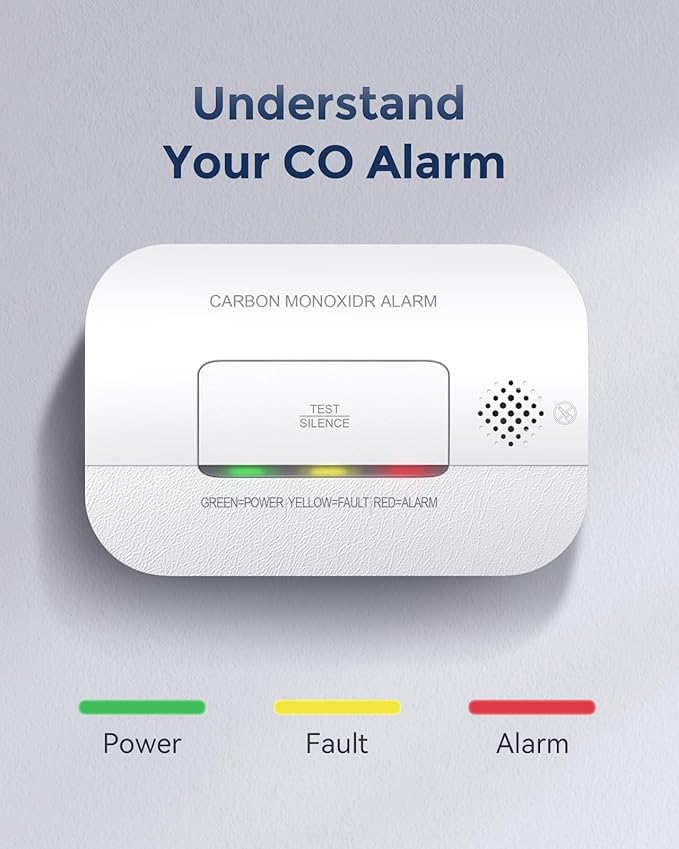 Ecoey Carbon Monoxide Detectors, 10-Year CO Detector with Human Alarm Sounds and Test Button, Carbon Monoxide Alarm Replaceable Battery-Operated for House and Bedroom, FJ127, 2 Packs