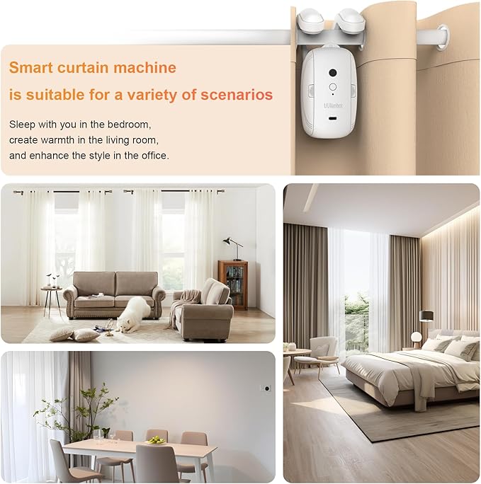 Automatic Curtain Opener - Electric Curtains with Remote Smart Curtain Opener Electronic for Roman Rails, Bluetooth Curtains Opener with App/Timer, Compatible with Alexa and Google Home