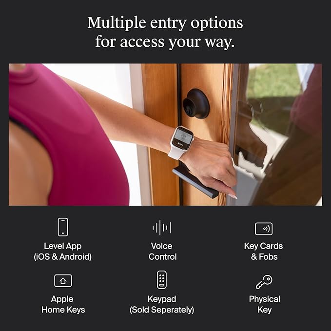 Level Lock+ WiFi Deadbolt Smart Lock - World's Smallest Smart Lock Plus Apple Home Key - Lock/Unlock Anywhere - Level App for iOS & Android - Works with Apple Home, Alexa, Google Home (Matte Black)