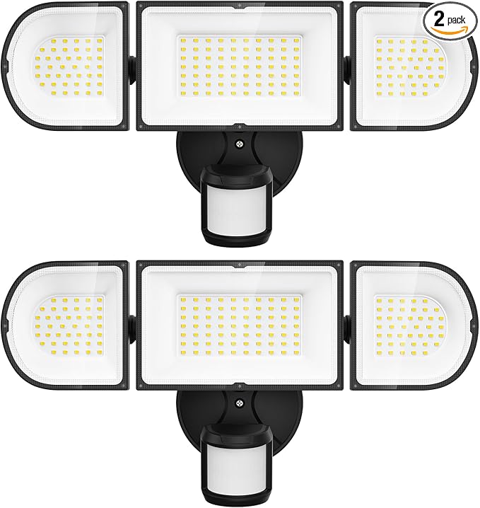 150W Motion Sensor Lights Outdoor for Outside, 15000LM LED Flood Lights Outdoor wired Dusk to Dawn, Exterior Security Floodlight Fixture Waterproof IP65, Outdoor Lighting for House, Garage 2 Pack