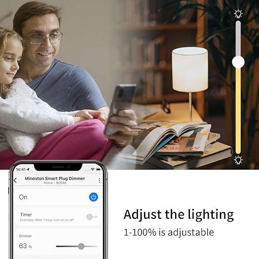 Minoston 800 Series Z-Wave Plug Dimmer Smart Plug-in Outlet, Built-in Repeater Range Extender, Z-Wave Hub Required, Compatible with Alexa, SmartThings, Z-BOX, Home Assistant (MP31ZD)