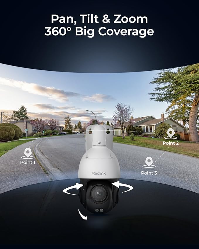 REOLINK Smart 4K/8MP UHD PTZ Dome Security Camera with Cutting-Edge 16X Optical Zoom, Spotlights Color Night Vision, Person/Vehicle/Animal Detection, 2 Way Talk, 24/7 Recording