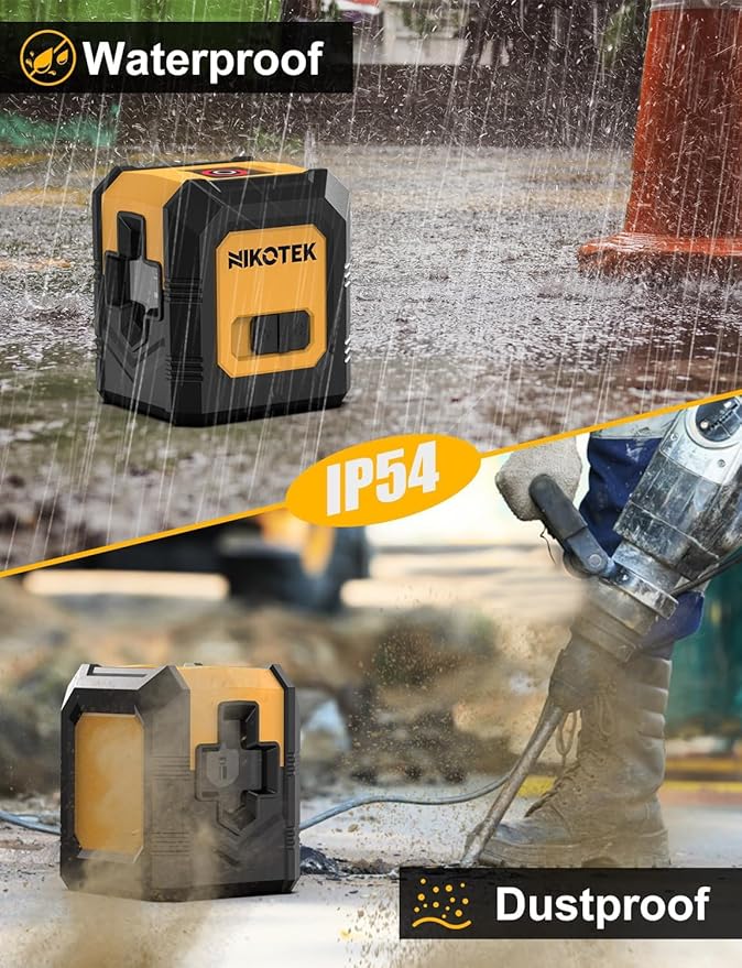 Green Laser Level, 20m/65ft Cross Line Laser with Self-Leveling Green Beam, Carrying Pouch, 2 AA Batteries, for Home Decoration/DIY/Construction Site etc