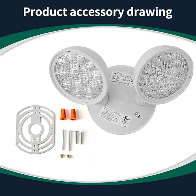 GZRUIYANG Emergency Remote Head Lighting, Double Round Head Emergency Light, UL Listed, Multi Voltage 3.6 to 24 Volt Input, 2 * 3 Watts, 180 Lumen, No Battery Inside