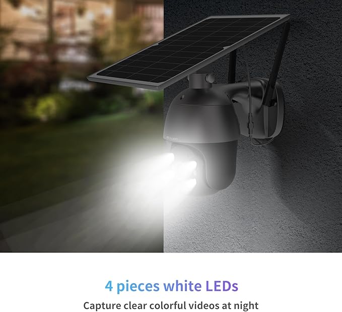 SOLIOM S600 3G/4G LTE Solar Powered Cellular Security Camera Wireless Outdoor, Pan Tilt 360°View Spotlight, 1080p Night Vision, 2 Way Talk, PIR Motion Sensor, No WiFi, US Version, Unlimited Data Plan