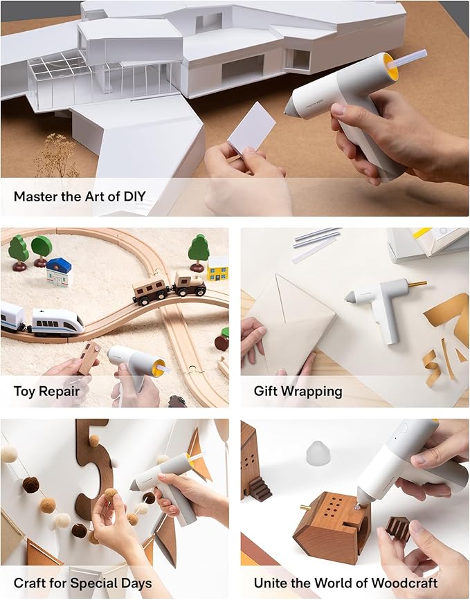 HOTO Cordless Hot Glue Gun with 40 Sticks, 30s Fast Preheating, 3000mAh, One-Hand Auto Dispensing, Dual Safe - Anti-Scald & Anti-Drip,Wireless/Wired Dual Use, Ideal for DIY/Kids Crafts & Home Repairs