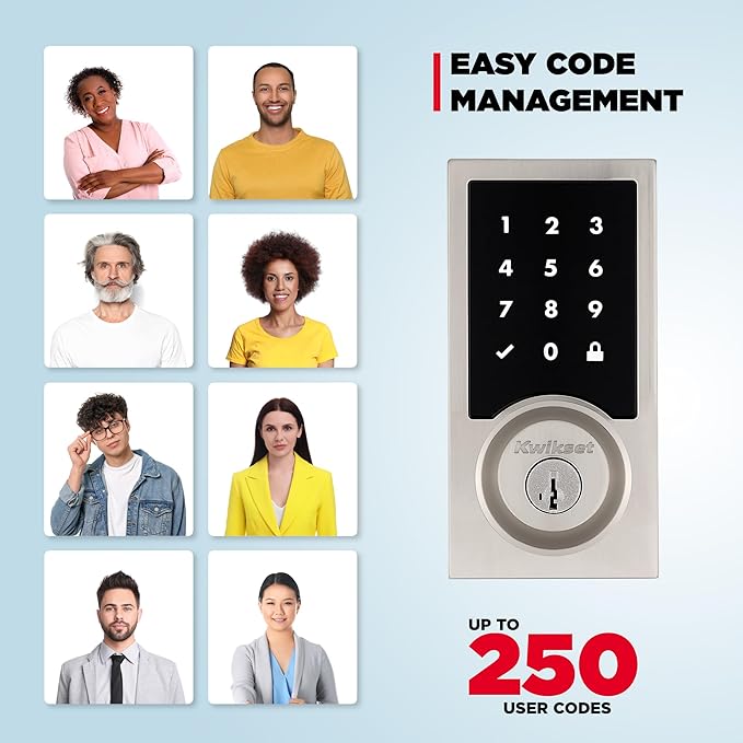 Kwikset HomeConnect 918 Contemporary Z-Wave Long Range Enabled Touch Screen Lock Works with Ring Alarm, Samsung SmartThings Hub Required, Sold Seperately in Satin Nickel