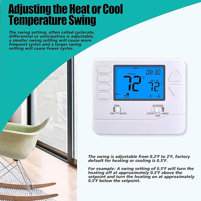 5-1-1 Day Programmable Thermostats for Home 1 Heat/ 1 Cool Conventional Single-Stage Systems