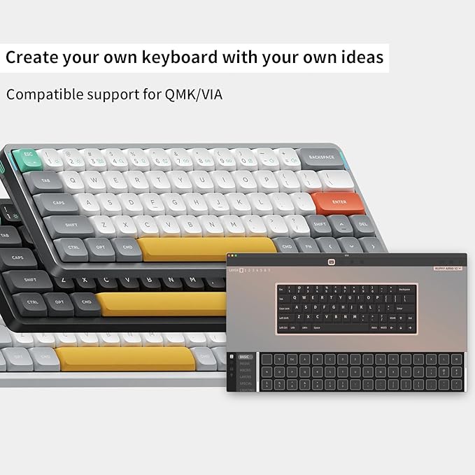 nuphy Air60 V2 Portable Wireless Keyboard 60% Low Profile Mechanical Keyboard Support QMK/VIA Compatible with Windows/mac OS/Linux Supports Bluetooth 5.1/2.4GHz/Wired (USB-C) Gateron Blue Switch
