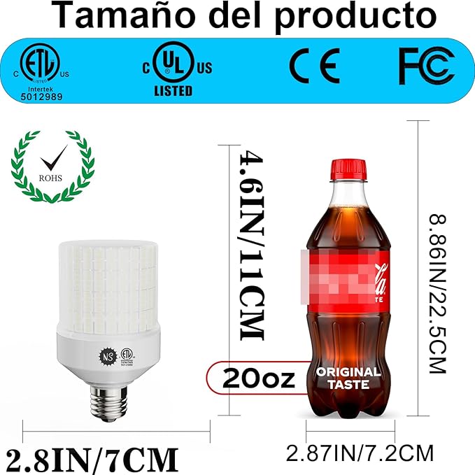 700W Equivalent 10500LM LED Bulbs (1-Set) - 90% Energy Saving, IP65 Waterproof, E26/E39, G25 70W 5000K Daylight, Warehouse Light, ETL/FCC/ROHS/CE Certified, Not Dimmable.