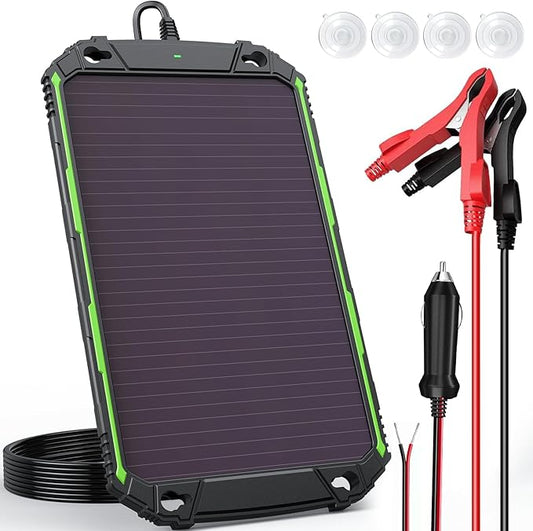 5W 12V Solar Battery Charger Maintainer PRO, Built-in Smart MPPT Charge Controller, Waterproof 5 Watt 12 Volt Solar Panel Trickle Charging Kits for Car Boat RV Marine Trailer Camper