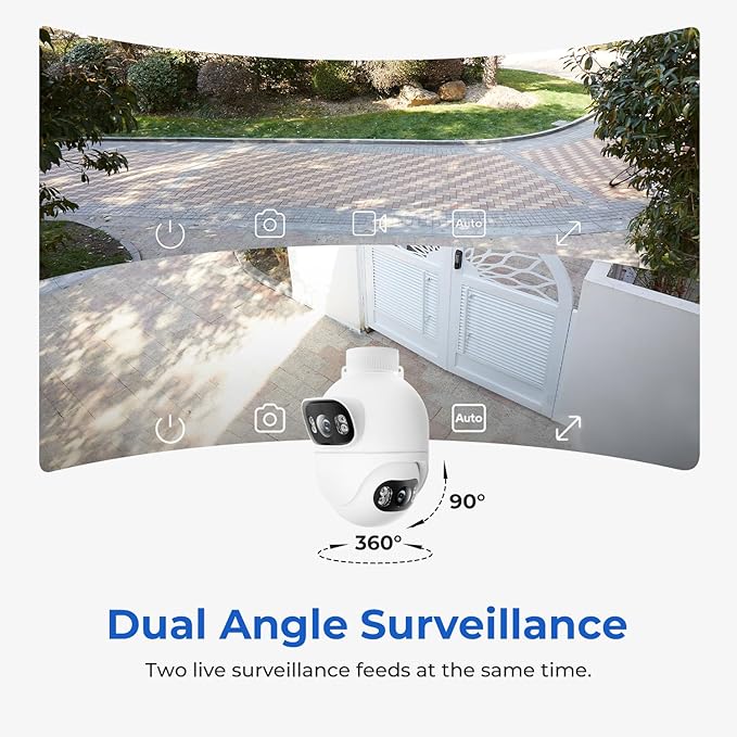 IMILAB EC6 Dual 2K+2K Plug-in Outdoor Security Camera: Outdoor Camera for Home Security w/Motion Spotlight/Siren, Wired 360° Rotate Cam, Person Tracking, 24/7 Continuous Recording, Color Night Vision
