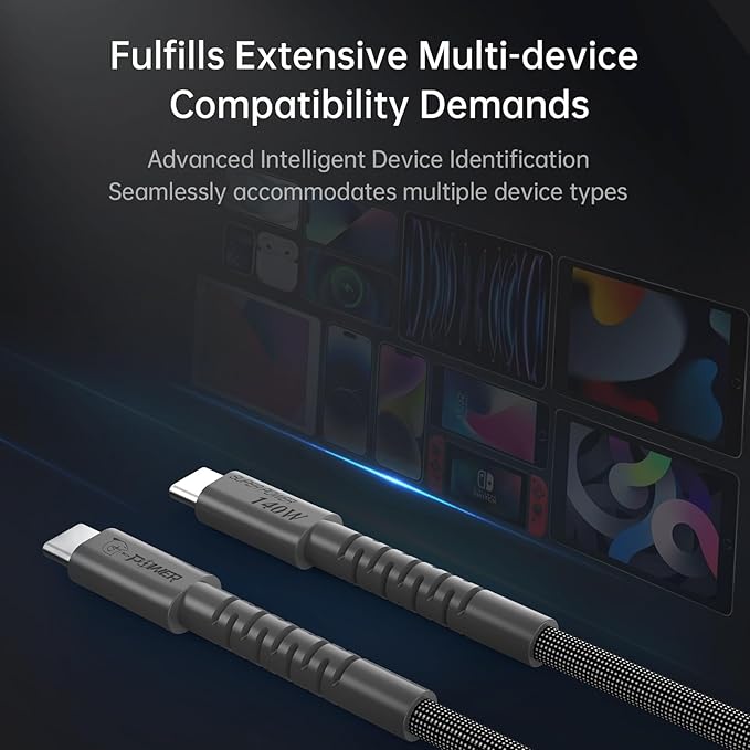 USB C Cable 240W Max & 140W Fast Charge & High-Speed Data USB C to C Cable, 5ft, 90° Bendable, Biodegradable Nylon, PD 3.1, Compatible with MacBook Pro, for iPhone 17/16/15, iPad, Samsung, Pixel etc.