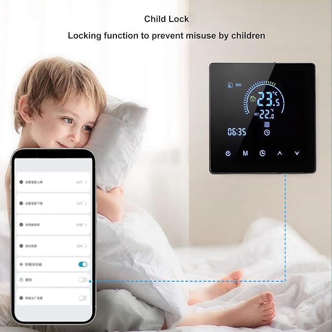 Programmable Smart Thermostat AC 90V-240V Intelligent Touchscreen LCD Display Thermostat for Home, Office, Shopping Malls (Regular Version)
