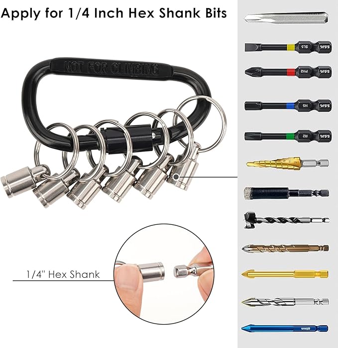 Magnetic 1/4 Hex Shank Socket Screwdriver Drill Bit Holder, Bit Stand for Impact Drivers and Drills, Metal Magnetism Socket Holder for Drive Adapter, Portable Organizer