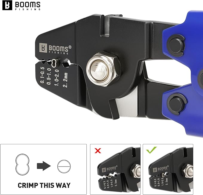 Booms Fishing Crimping Tool Kit: 10.6in Fishing Crimping Pliers with 140pcs Double Barrel Sleeves - Up to 2.2mm Crimper, XW40