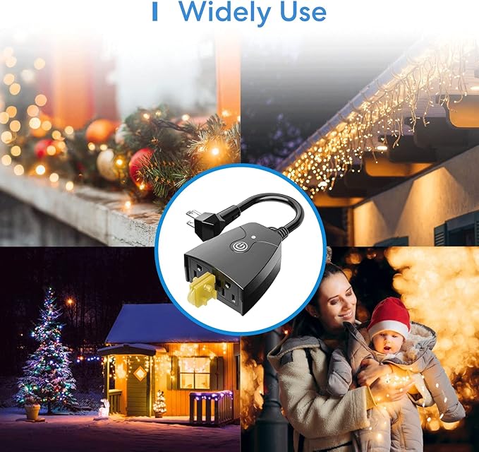 meross Outdoor Smart Plug Compatible with Apple HomeKit, Siri, Alexa, Google Assistant and SmartThings, Waterproof Outdoor Outlet, Remote & Voice Control, Timer, FCC and ETL Certified