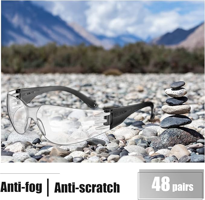 Chumia 48 Pairs Safety Glasses Protective Eyewear Goggles Scratch Impact Resistant Eye Protection for Men Women Work