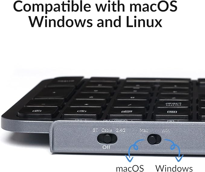 Keychron B1 Pro Ultra-Slim ZMK/Launcher Wireless Bluetooth 2.4 GHz/Wired Connection Keyboard for Mac Windows Linux - Gray