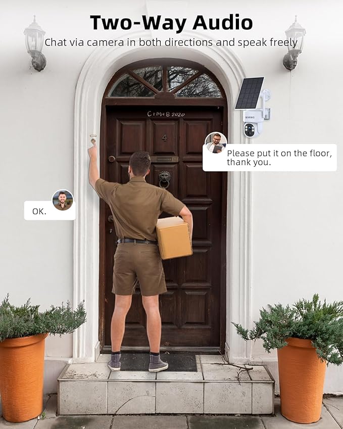 Solar Security Cameras Wireless Outdoor, 4MP FHD Battery Powered Home Security Camera System with 10" Monitor, 4-Cam kit, 360° View, Full Color Night Vision, Motion Detection, Work with Alexa