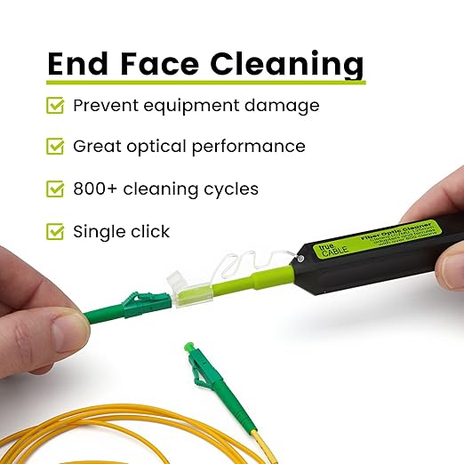 TRUE CABLE Fiber Optic Pen Click Cleaner, Dual Position, 1 PCS, LC/MU, 800+ Cleans, 1.25mm UPC/APC Connector Ferrules, Anti-Static, Endface Cleaning Pen