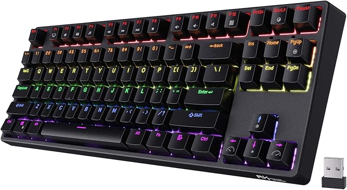 RK ROYAL KLUDGE RK87 Sink87G RGB Wireless TKL Mechanical Gaming Keyboard, 87 Keys No Numpad Tenkeyless Compact 2.4G Wireless Keyboard with Tactile Brown Switches, Exceptional Macro Settings