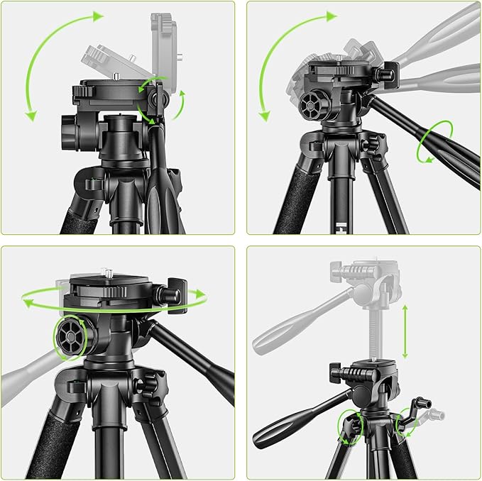 Huepar Professional Laser Level Tripod, 60 Inch Adjustable Laser Level Stand, Suit for Heavy Duty Laser Levels, Point Lasers, Laser Distance Measures; 1/4" & 5/8" Thread Mount, Non-Slip Feet, TPD14B