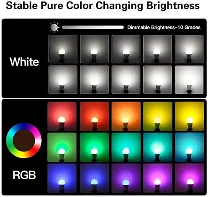 Color Changing LED Light Bulbs with Remote RGBW Bulb 10W (85W Equivalent),A19 E26/27,Lamp Replace,Warm White,Dimmable Memory Function,Ideal Lighting for Home Decoration,Bar Party (2 Pack)