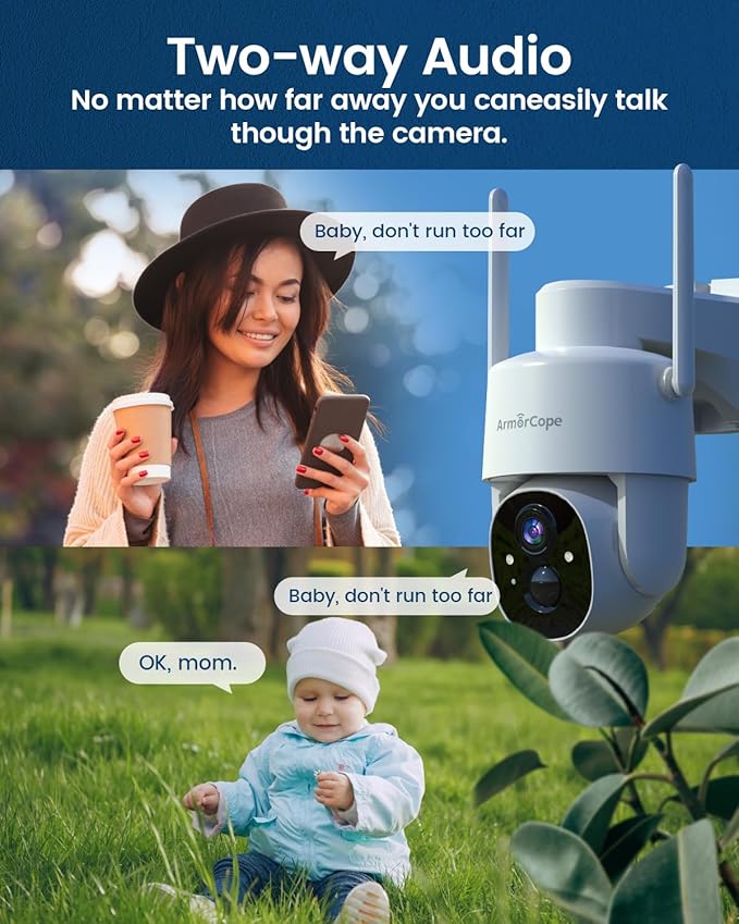 Solar Security Cameras Wireless Outdoor,360° View Battery Powered with Spotlight Color Night Vision,2K WiFi Home Security,PIR Sensor,Wireless Easy Install, 2.4 GHz Wi-Fi