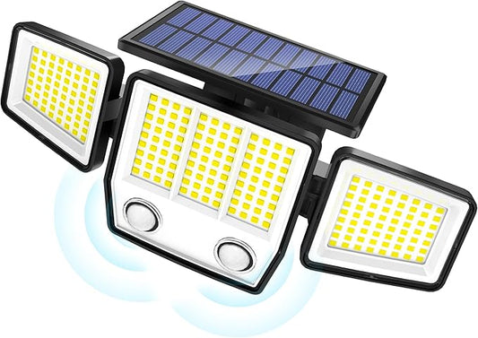 Solar Motion Sensor Outdoor Lights - 3000LM LED Outdoor Motion Lights with Dual Sensors, 3 Lighting Modes, 270° Illumination, IP65 Waterproof Security Flood Light for Yard, Garage, Patio