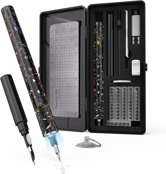 Electric Screwdriver Kits, 66 in 1 Power Screwdriver Sets, Mini Electric Screwdriver with 56 Magnetic Bits, Earphone Cleaner, Precision Small Screwdrivers Electric for Phone