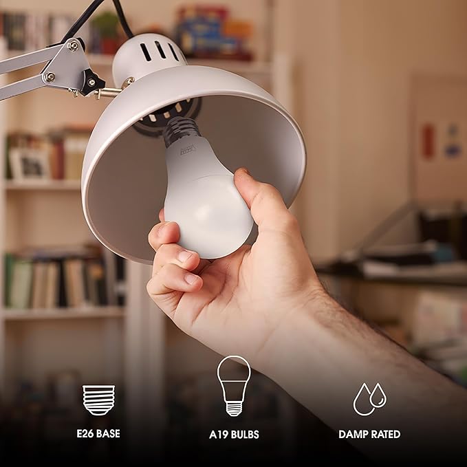 Feit Electric OM60/927CA/AG 60W Equivalent WiFi Dimmable, No Hub Required, Alexa Google Assistant A19 Smart LED Light Bulb, 4.4" H x 2.3" D, 2700K Soft White