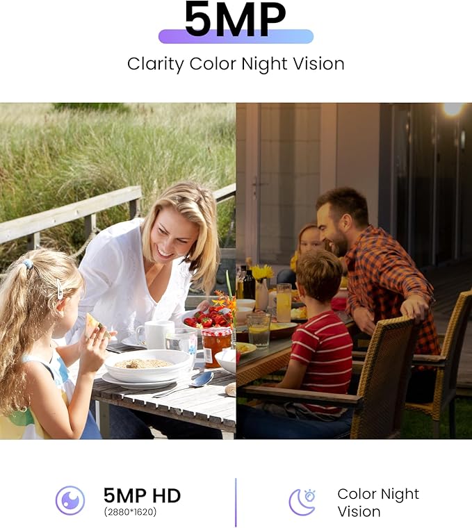 5MP Home Security Camera System, 4pcs Pan & Tilt Wired PoE IP Cameras Set for Indoor Outdoor, AI Person/Pet/Vehicle Detection, Color Night Vision, 4K 8CH NVR 2TB HDD Included, Plug & Play