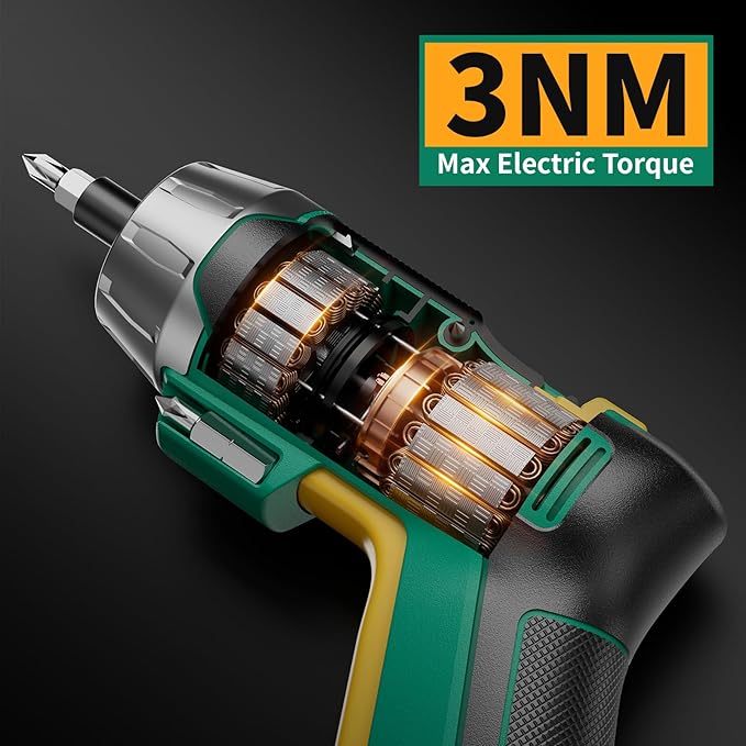 4V Electric Screwdriver Rechargeable, Cordless Screwdriver 9pcs Bit with 1pc Bit Holder, USB Small Power Screwdriver Set with Bits, Green