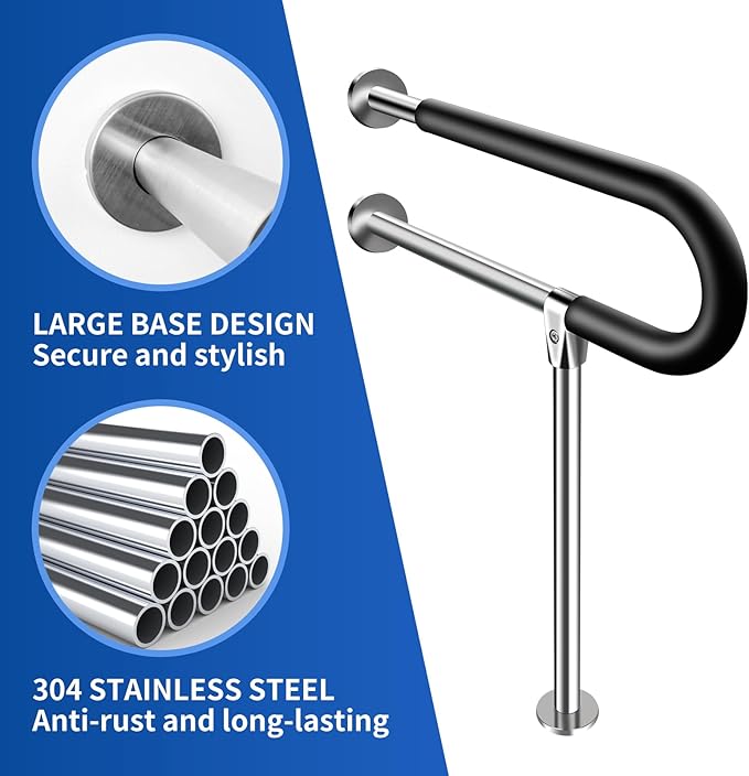 Stainless Steel Handicap Grab Bars Rails 29.5 Inch Toilet Handrails Bathroom Safety Bar Support Rail for Seniors Elderly Disabled Mounted Bath Grips (Stainless Steel, 29.5 Inch)
