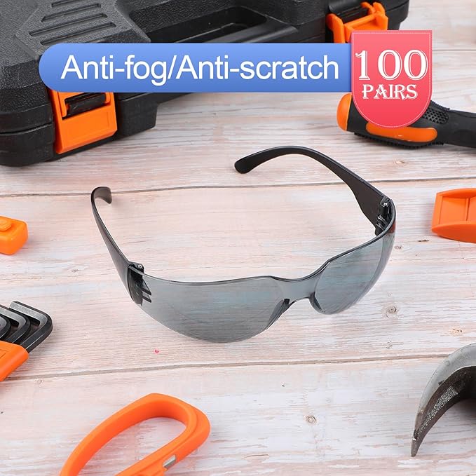 Yunsailing 100 Pack Bulk Safety Glasses Eye Protection Goggles for Women Men DIY Construction Lab