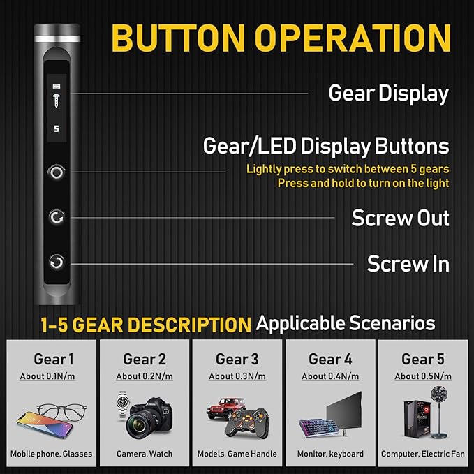 Mini Electric Screwdriver Set,Cordless screwdriver rechargeable,power screwdriver,destornillador eléctrico,Magnetic Bits,5 Torque,LED Display, Electric Screwdriver for Phone PS5 Laptop Watch