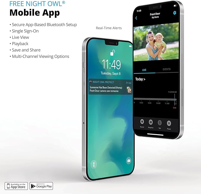 Night Owl 2-Way Audio 12 Channel DVR Video Home Security Camera System with (4) Wired 4K HD Indoor/Outdoor Deterrence Cameras and 2TB Hard Drive (Add up to 4 Wi-Fi Cameras) (4 Camera)