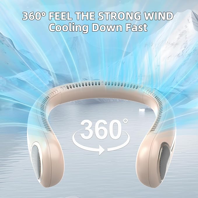 Portable Neck Fan,Hands Free Personal Wearable Bladeless Fan,6000mAh USB Rechargeable,360° Cooling,LED Display,4-Speeds,Birthday Gifts for Men Women Dad Mom,Outdoor Indoor Travel Camping (Brown)