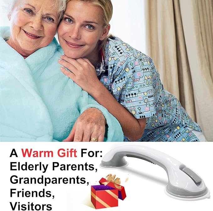 AirTight® Grab Bars for Bathtubs and Showers, (2pack) 16Inch Shower Handle Elderly Suction Bathroom Safety Seniors