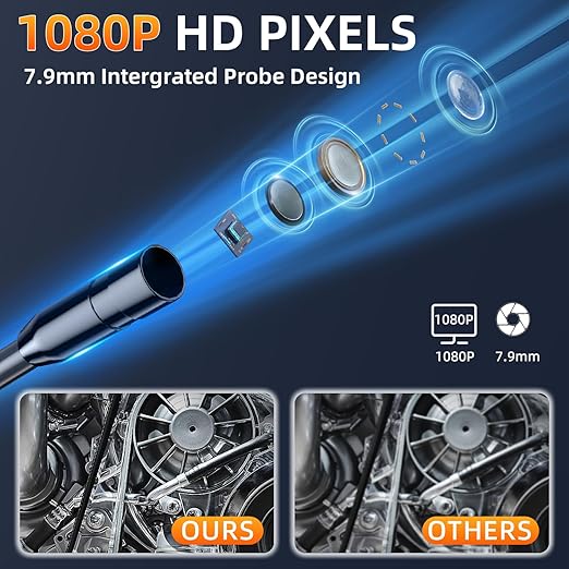 Borescope, 4.3" Endoscope Inspection Camera with Light, IP67 Waterproof, 1080HD Flexible Semi-Rigid Snake Borescope, 16.5ft Endoscope Camera, Gadgets for Men with Carrying Case