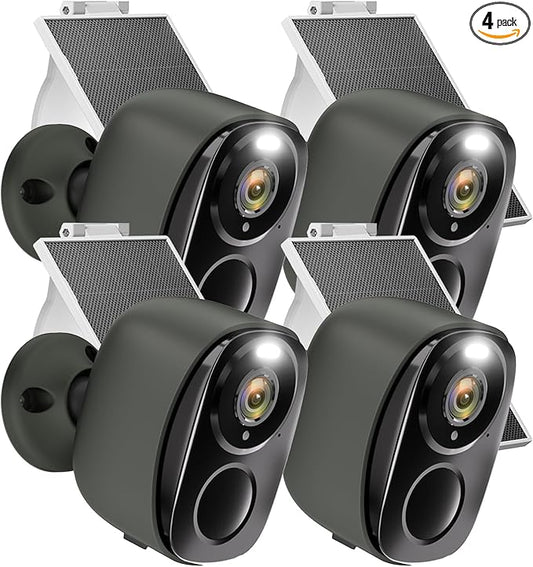 Security Cameras Wireless Outdoor - 2K Solar Security Camera with AI Motion Detection, Color Night Vision,2-Way Audio, Compatible with Alexa Spotlight & Siren, No Monthly Fees