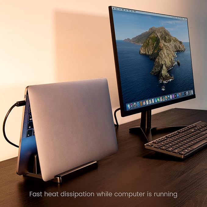 3-Slot Vertical Laptop Stand Holder,Adjustable ABS Plastic Desktop Notebook Dock,Vertical Laptop Stand Space-Saving for All MacBook/Surface/Samsung/HP/Dell/Chrome Book