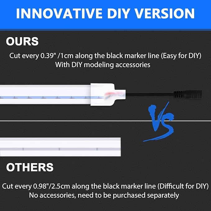 Lamomo LED Neon Lights, 16.4ft Blue LED Strip Light, 12V 0.39in/Cut Silicone Waterproof Neon Rope Light, DIY Neon Sign for Bedroom Indoor Outdoor Decoration（Power Adapter not Included）