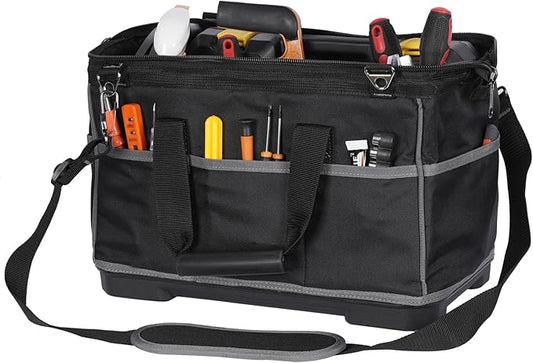 Heavy-Duty Tool Bag with 16 Pockets, 16-Inch Waterproof Tool Organizer with Reinforced Base, Adjustable Shoulder Strap, Ideal for Electricians, Carpenters, DIY Projects, Father's Day Birthday Gift