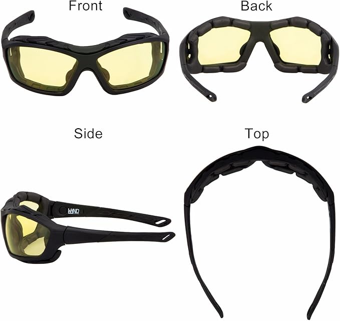 WYND Blocker Motorcycle Riding Glasses Extreme Sports Wrap Sunglasses (Black/Yellow)