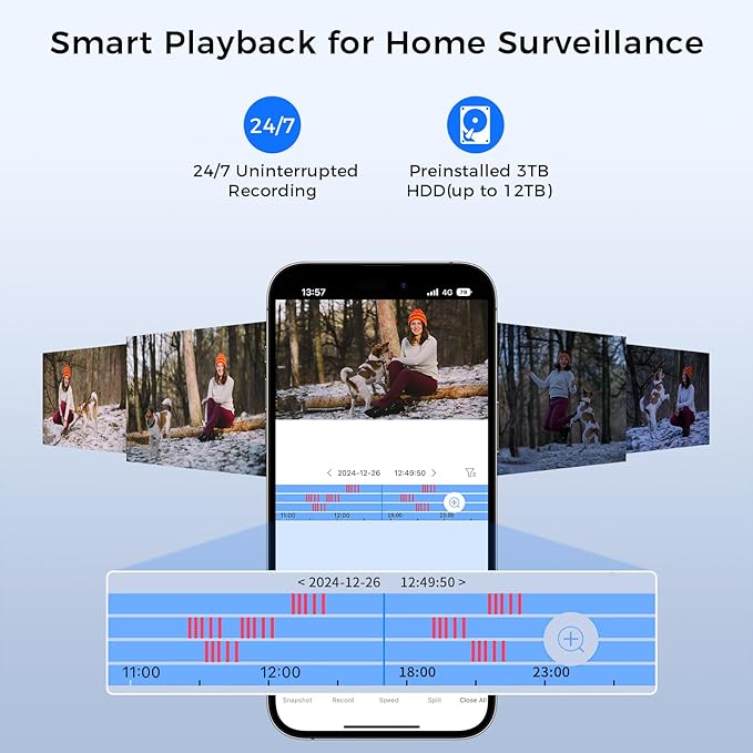 [330°Pan 90°Tilt+Human Tracking] Hiseeu 4K PoE Security Camera System,NVR Security Camera System w/8 * 8MP PoE PTZ Security Camera Outdoor&Indoor,2-Way Audio,Color Night Vision,7/24 Record